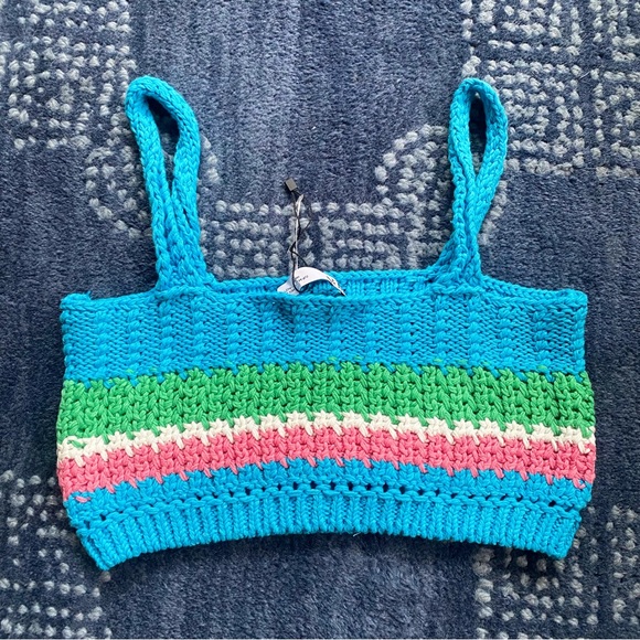 🩵 ZARA BLUE MULTI KNIT CROP TOP! - Picture 11 of 16